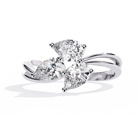 1.06CT Pear Cut Lab Grown Diamond Delicate Sparkling Three Stone Ring Gift For Her