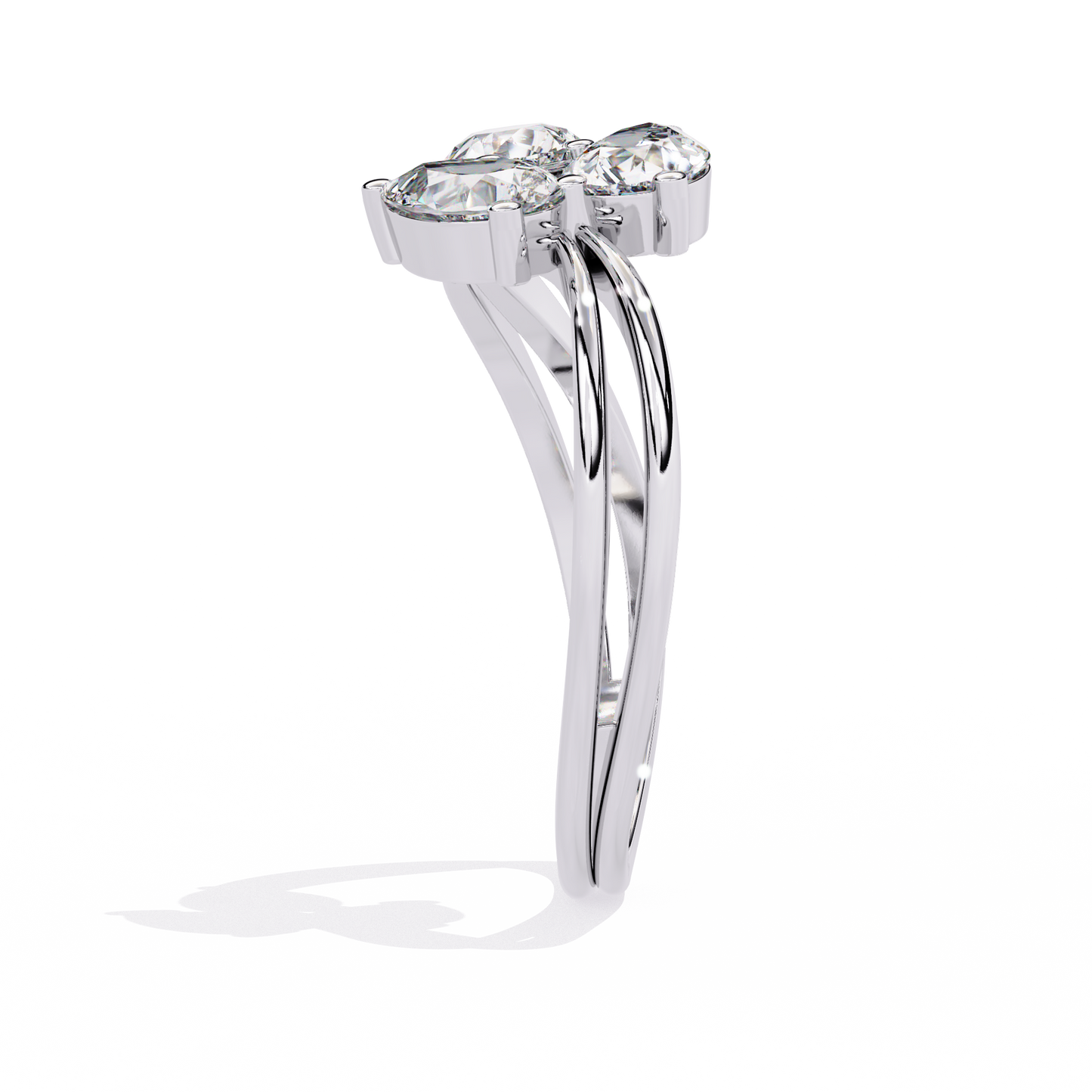 1.06CT Pear Cut Lab Grown Diamond Delicate Sparkling Three Stone Ring Gift For Her