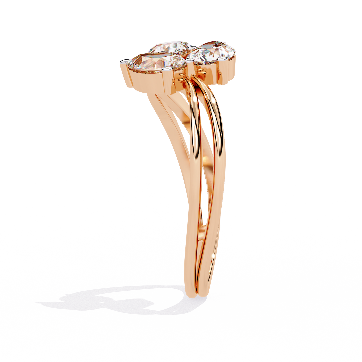 1.06CT Pear Cut Lab Grown Diamond Delicate Sparkling Three Stone Ring Gift For Her