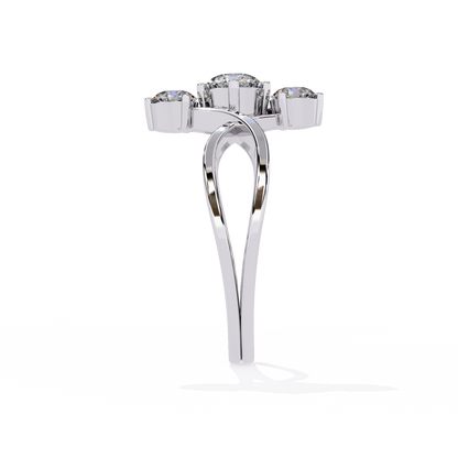 Antique Round Cut Lab Grown Diamond Vintage Inspired Cluster Three Stone Engagement Ring