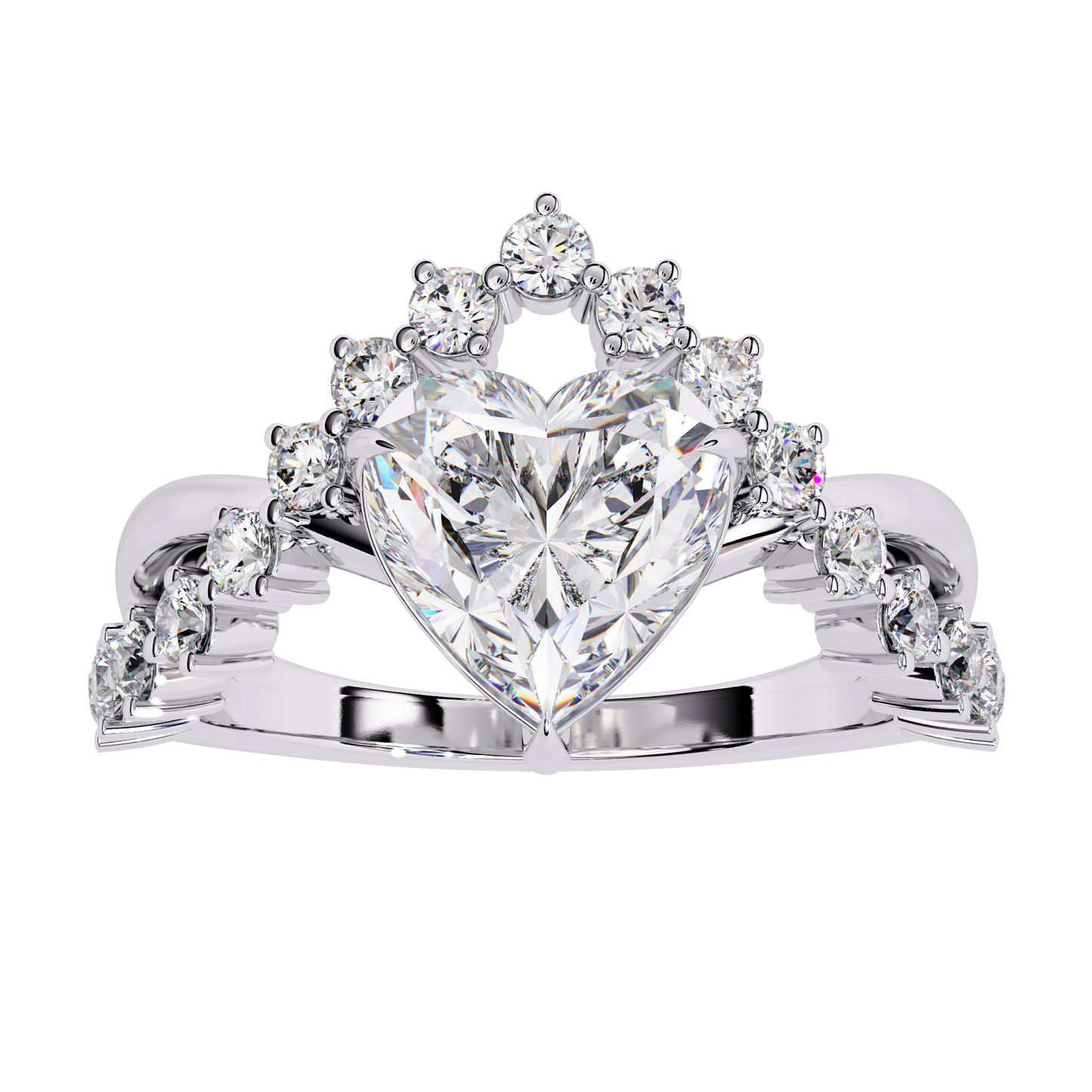 Solitaire 2.62Ct Heart and Round Cut Diamond Antique Vintage Heart Crown Stunning Ring For Women's