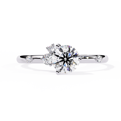 10K Solid White Gold Round Cut Diamond Solitaire Cluster Antique Daily Wear Ring For Her