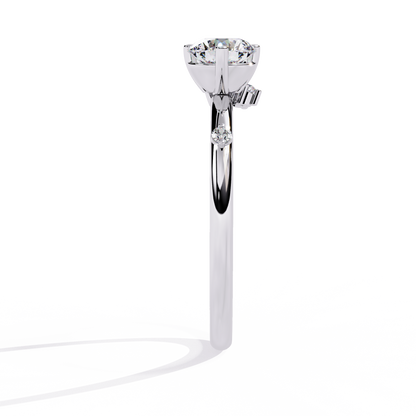 10K Solid White Gold Round Cut Diamond Solitaire Cluster Antique Daily Wear Ring For Her