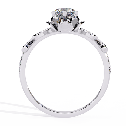 Solitaire Round Cut Diamond Channel Set Antique Hand Crafted Stunning Dainty Engagement Ring
