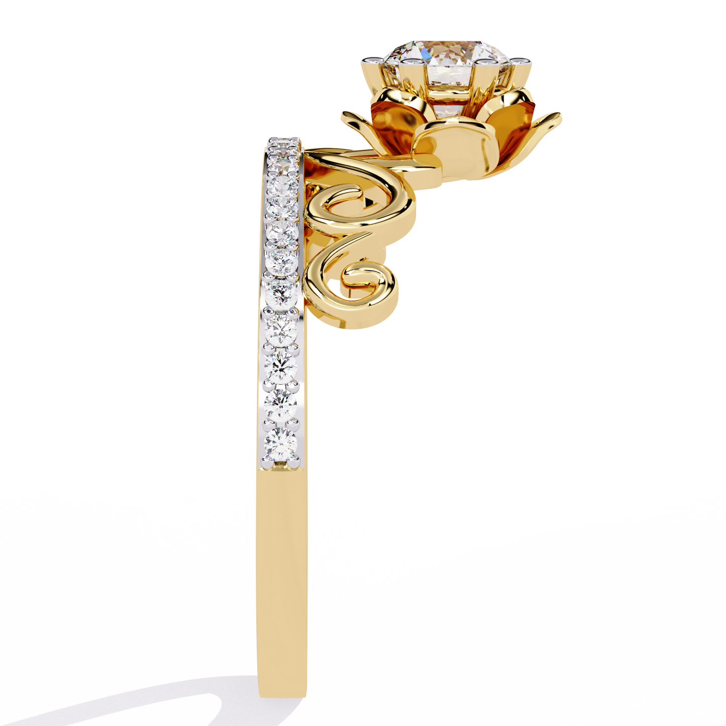 Solitaire Round Cut Diamond Channel Set Antique Hand Crafted Stunning Dainty Engagement Ring