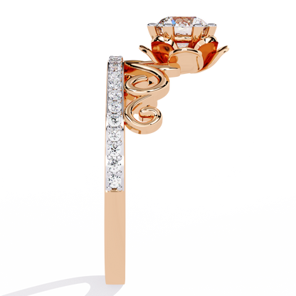 Solitaire Round Cut Diamond Channel Set Antique Hand Crafted Stunning Dainty Engagement Ring