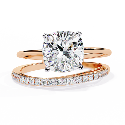 Solitaire 2.41Ct Cushion and Round Cut Diamond Elegant Channel Set Minimalist Classic Perfect Ring