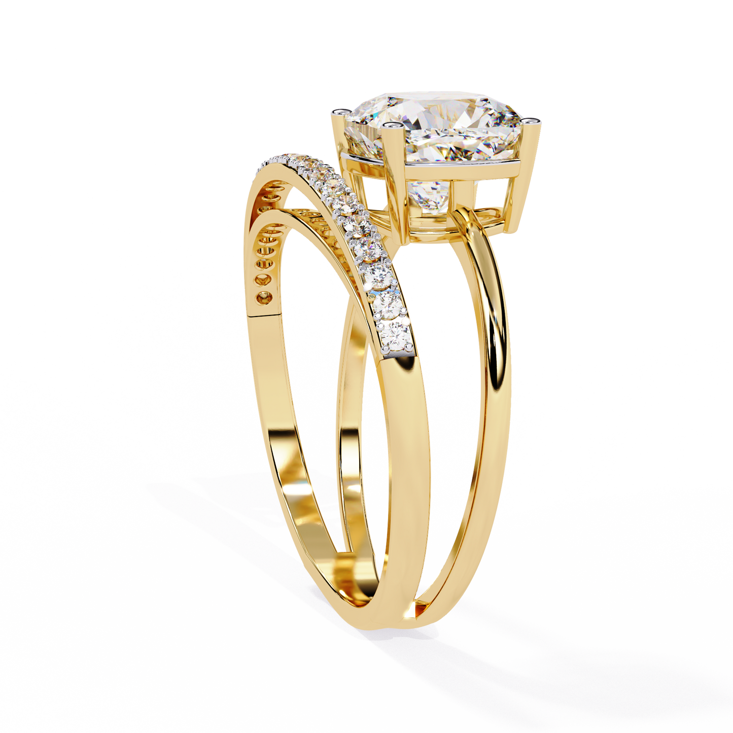 Solitaire 2.41Ct Cushion and Round Cut Diamond Elegant Channel Set Minimalist Classic Perfect Ring
