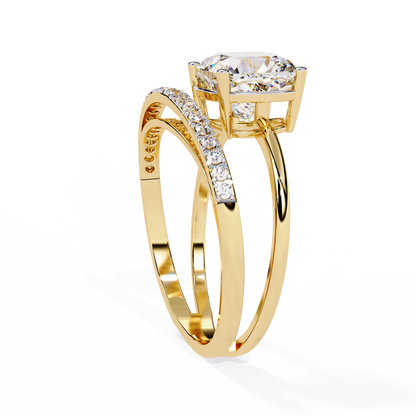 Solitaire 2.41Ct Cushion and Round Cut Diamond Elegant Channel Set Minimalist Classic Perfect Ring