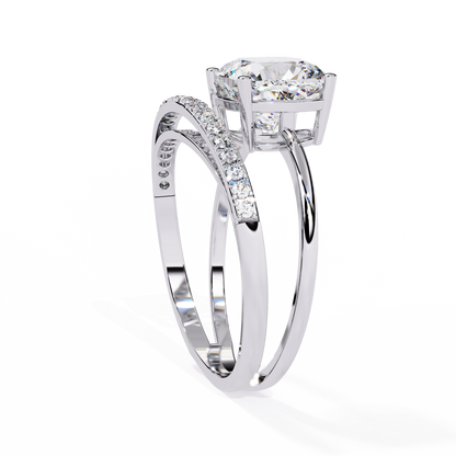 Solitaire 2.41Ct Cushion and Round Cut Diamond Elegant Channel Set Minimalist Classic Perfect Ring