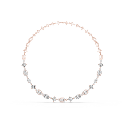 Round, Pear, Emerald,  Shapes Lab Grown Diamond 18k Solid Gold Vintage Classic Diamond Necklace