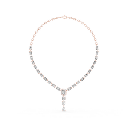 Round, Oval, Emerald At All Shapes Lab grown Diamond 14k Solid Gold Antic Look Diamond Necklace for Her