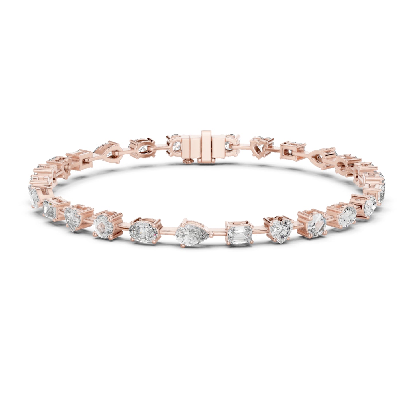 4.77Ct Multi Shape Diamond Vintage Cluster 14k Solid Rose Gold Dainty Perfect Handmade Party Wear Tennis Bracelet Gift For Her