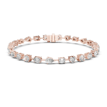 4.77Ct Multi Shape Diamond Vintage Cluster 14k Solid Rose Gold Dainty Perfect Handmade Party Wear Tennis Bracelet Gift For Her