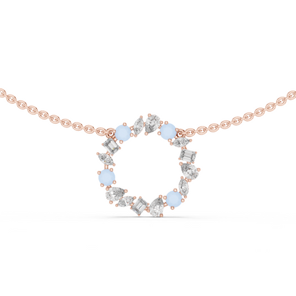 2.52 Ct All Shapes Round, Pear, Marquise, Emerald Lab Grown Diamond Round Style Wedding Wear 14k Solid Gold Necklace