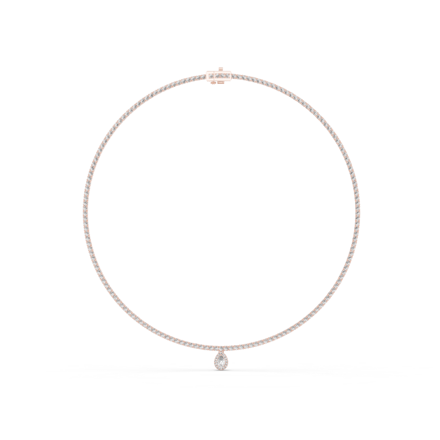 4.53 Ct Round & Pear Shape Lab Grown Diamond Solid vintage Women Necklace For Anniversary Gift