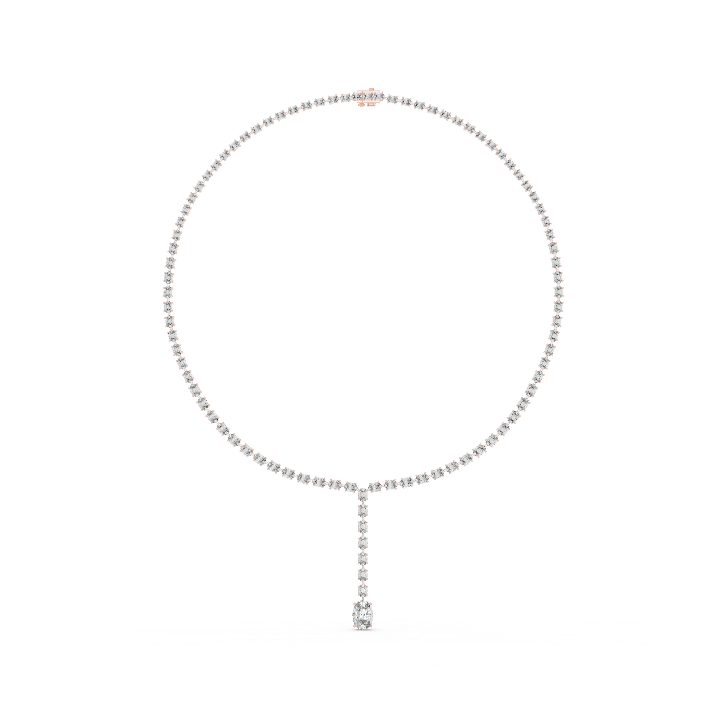 Oval Shape Lab Grown Diamond 10k Solid Rose Gold Fabulous Unique Diamond Necklace For Birthday Gift