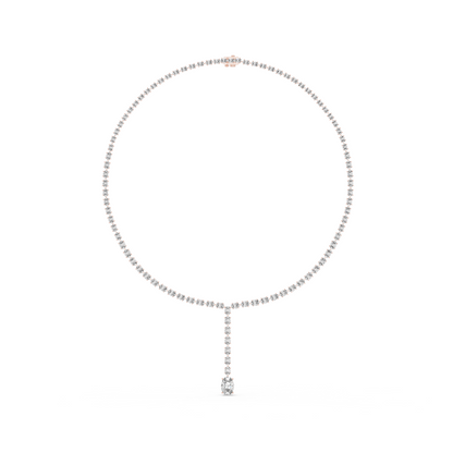 Oval Shape Lab Grown 10k Solid Rose Gold Fabulous Unique Diamond Necklace For Birthday Gift