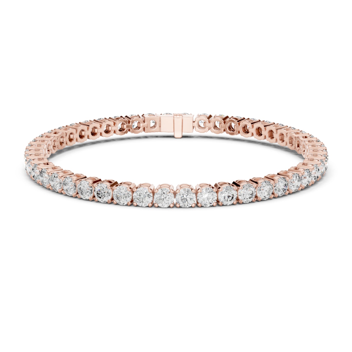 18k Solid Yellow Gold Vintage Minimalist 6.72Ct Round Cut Diamond Dainty Wedding Tennis Bracelet For Women's
