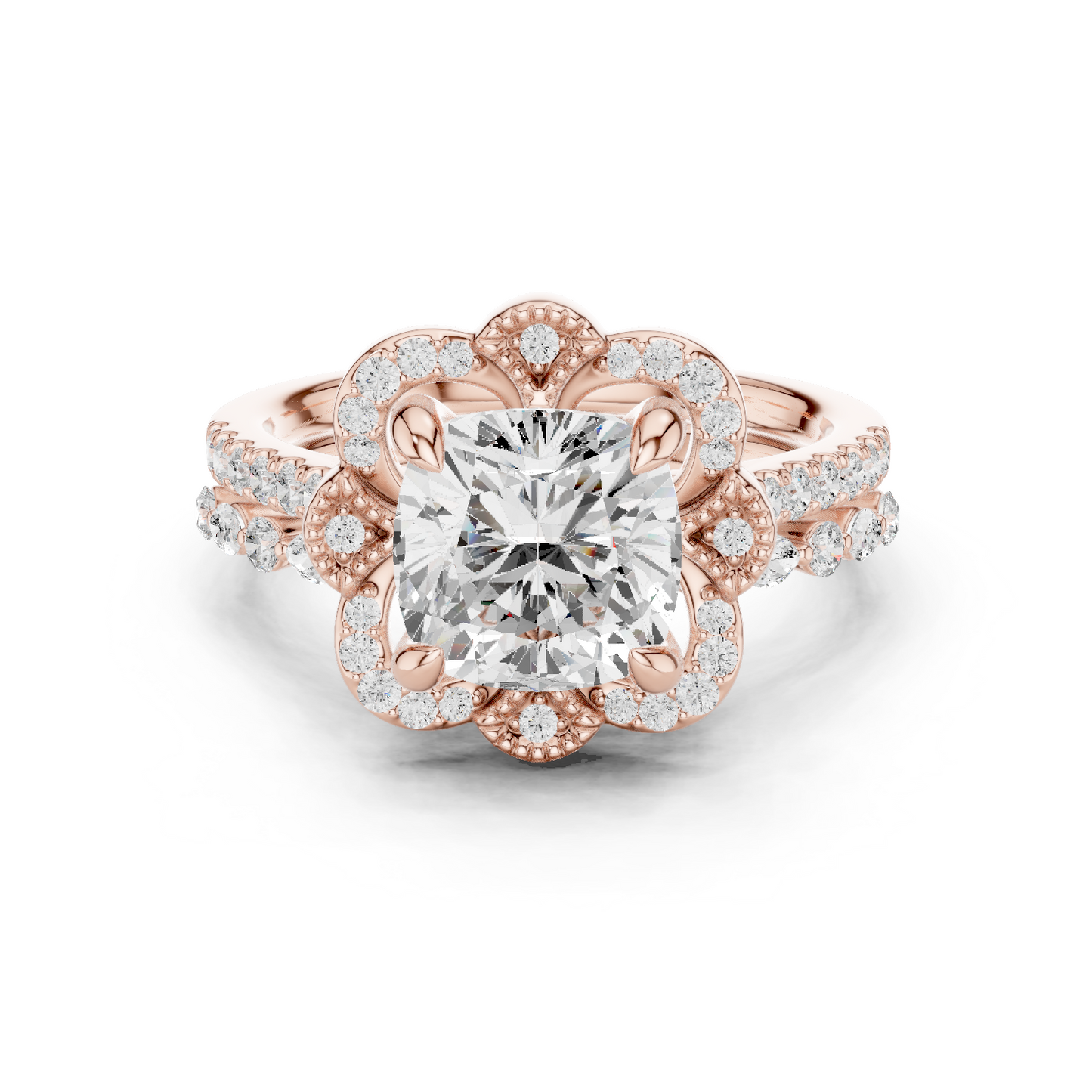 Cushion, Marquise & Round Cut Lab Grown Diamond Elegance 14k Solid White Gold 3.60 Ct Diamond Ring for Women