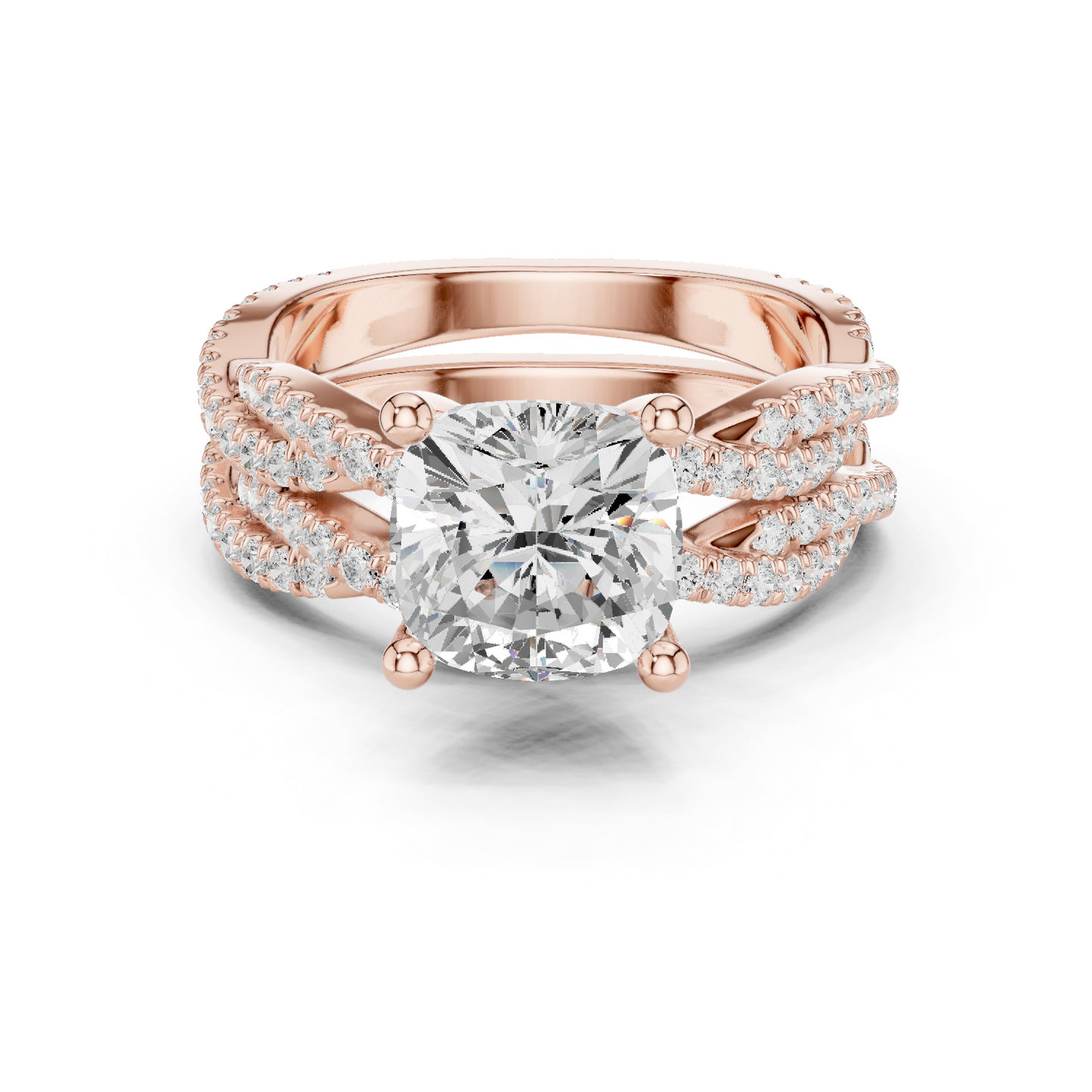 3.73 CT Cushion Labgrown Diamond Ring 10k Solid White Gold Engagement & Wedding Bridal Set Halo Accented Ring For Her