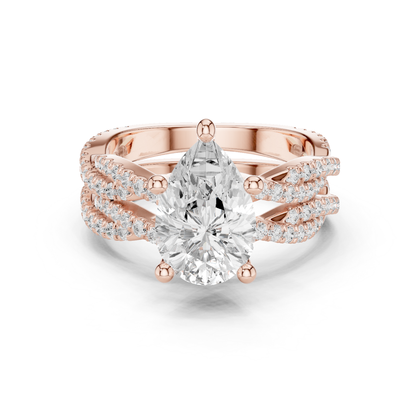 3.23 Carat Pear Cut Lab Grown And 18K Solid Yellow Gold Diamond Accented halo Ring For Women's