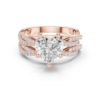 14 KT Solid White Gold Engagement Ring With Heart Cut Labgrown Diamond Perfect Gift For Valentine day