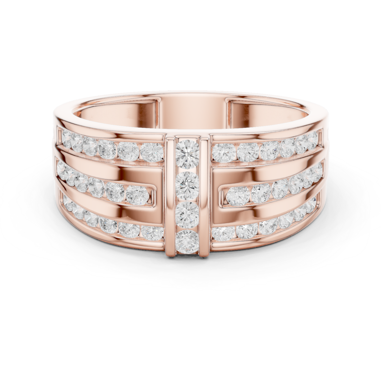 10k Solid White Gold Round Shapes Natural And Lab Grown Diamond Vintage Men's Ring New Classic Look