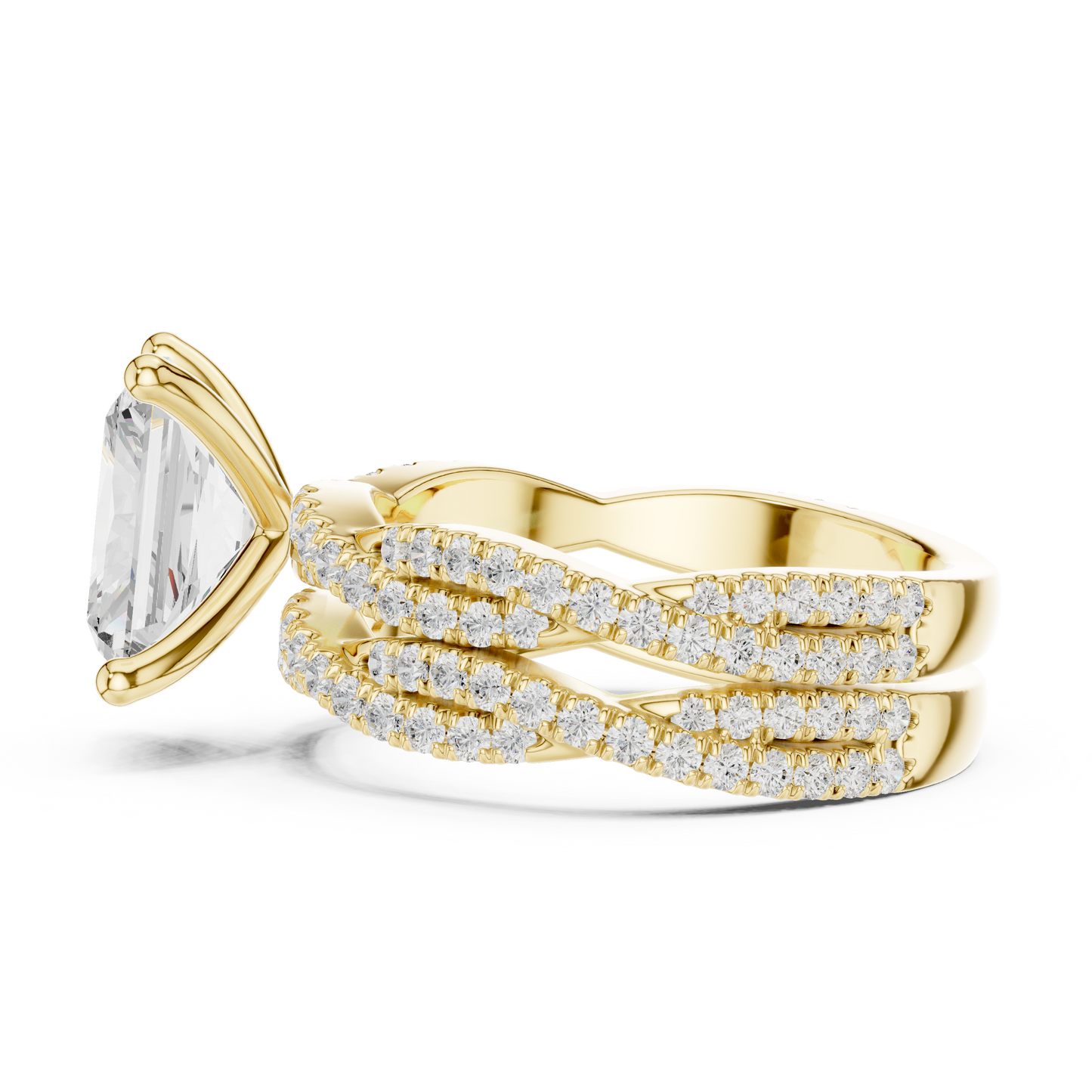 3.23 Carat Radiant Cut Labgrown Diamond Minimalist Solitaire Pav & Side Stones Ring For you In Every Occasion - HIGHCARAT DIAMONDS