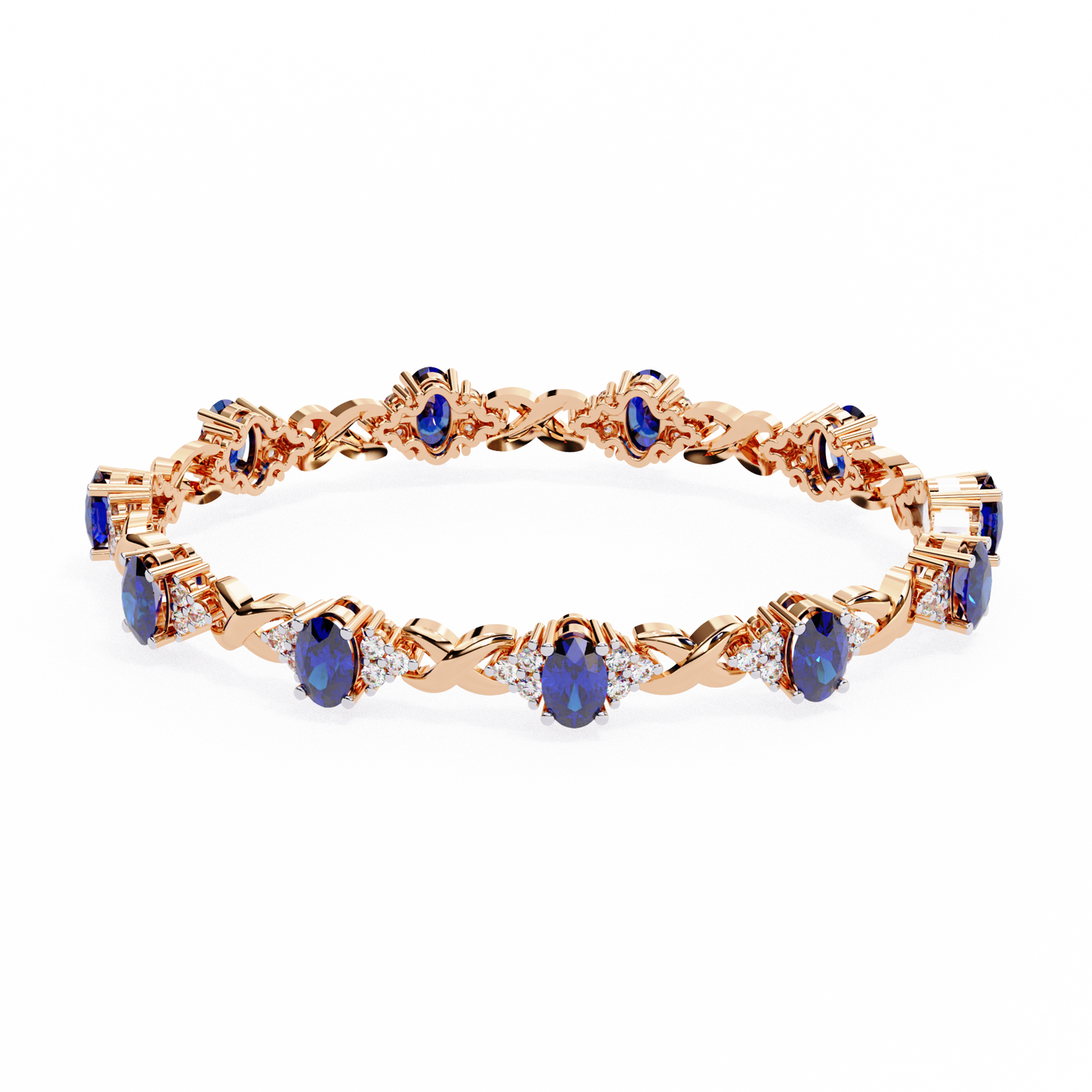 4.72Ct Oval And Round Cut Blue Fancy Diamond Minimalist Sapphire Wedding Bracelet Gift For Women's