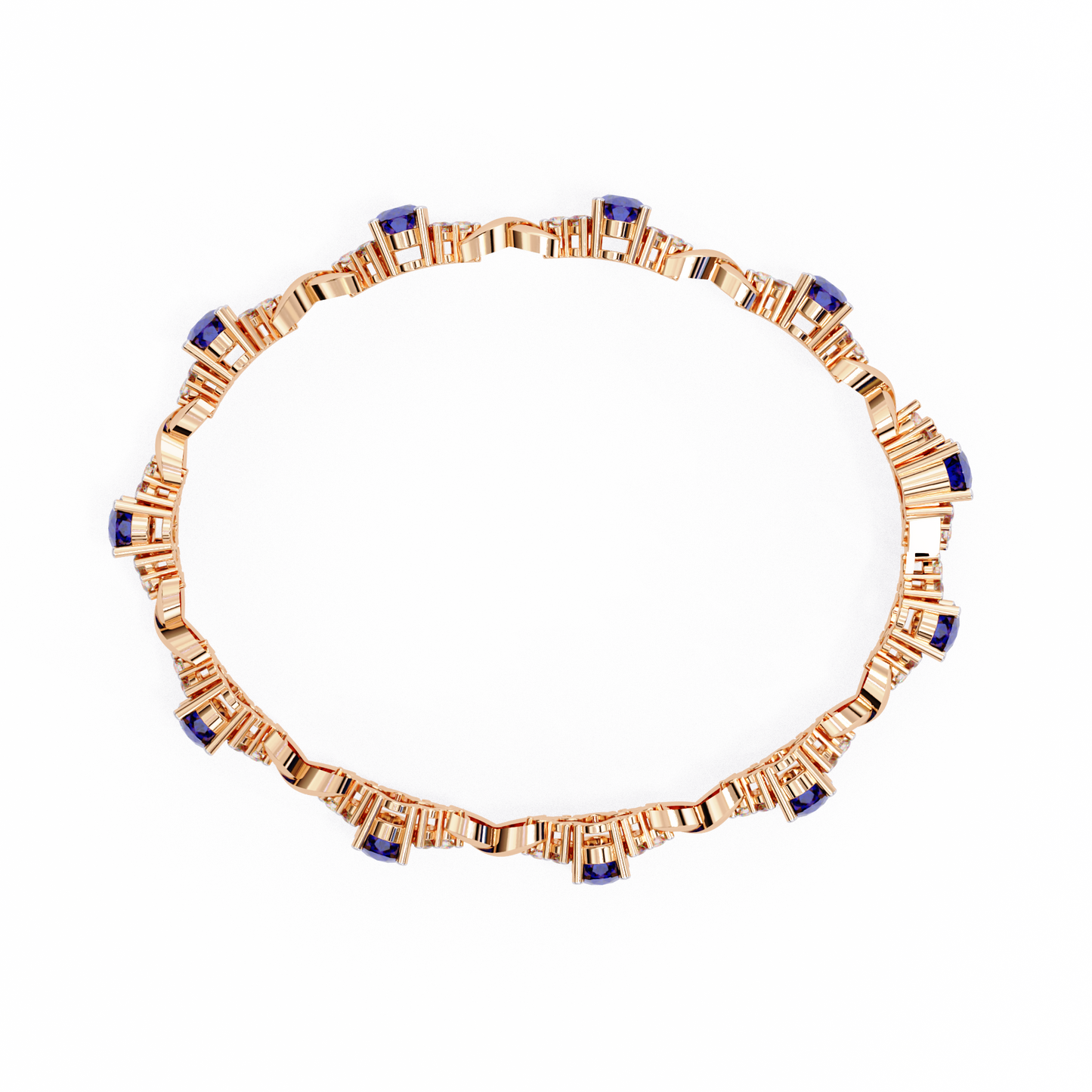 4.72Ct Oval And Round Cut Blue Fancy Diamond Minimalist Sapphire Wedding Bracelet Gift For Women's