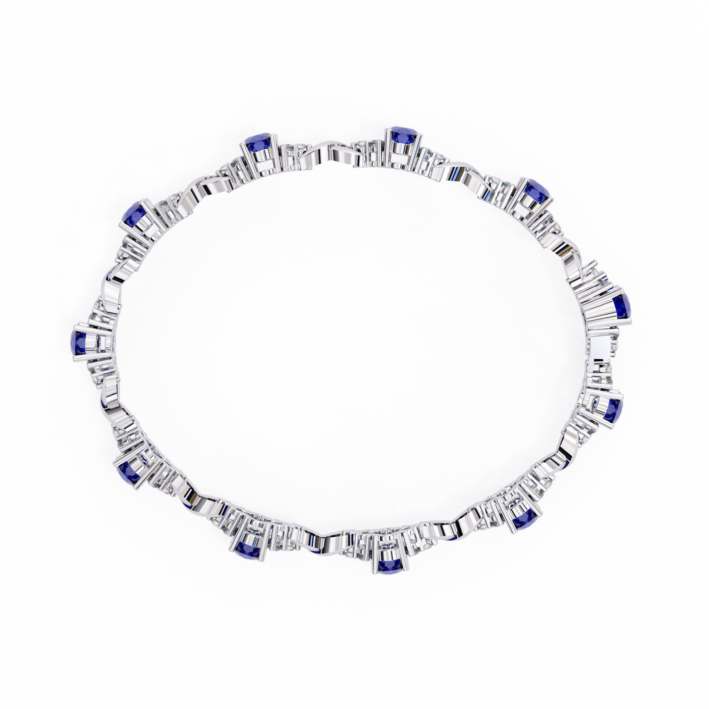 4.72Ct Oval And Round Cut Blue Fancy Diamond Minimalist Sapphire Wedding Bracelet Gift For Women's