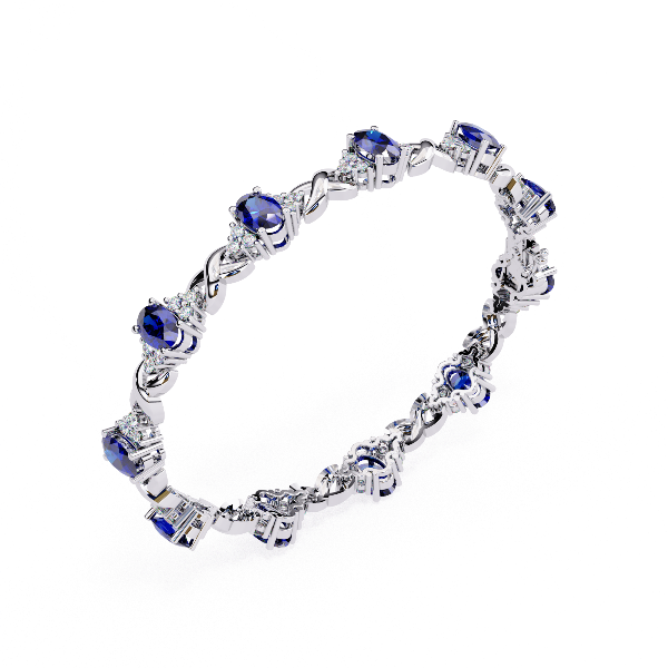4.72Ct Oval And Round Cut Blue Fancy Diamond Minimalist Sapphire Wedding Bracelet Gift For Women's