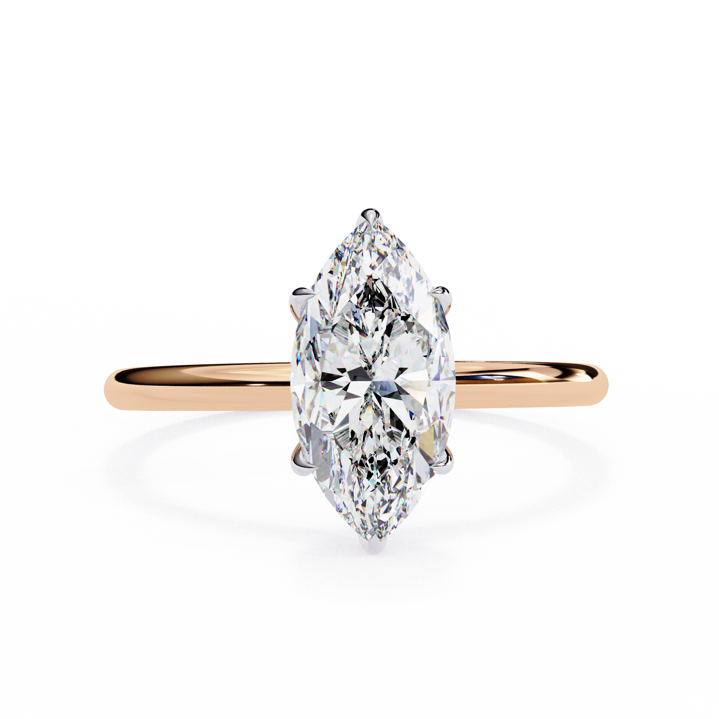 Lab Grown Marquise Cut Diamond prong set Solitaire Ring