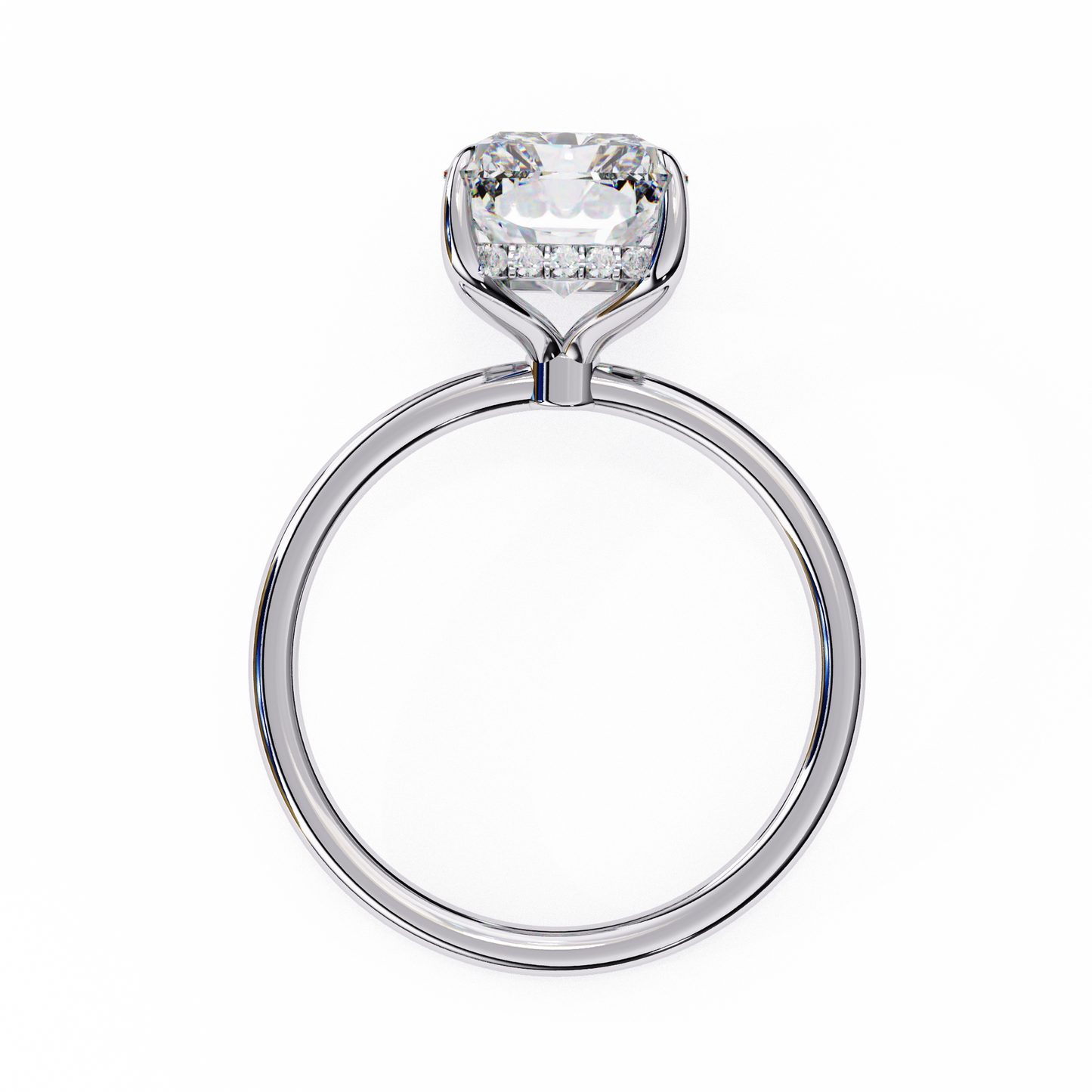Radiant & Side Stone Round 2.53 Ct Cut Hidden Halo Solitaire Dainty Ring for Party Wear Look