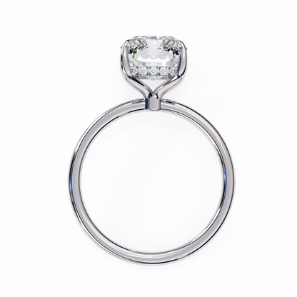 Lab Grown Radiant Cut Hidden Round Halo Solitaire Ring