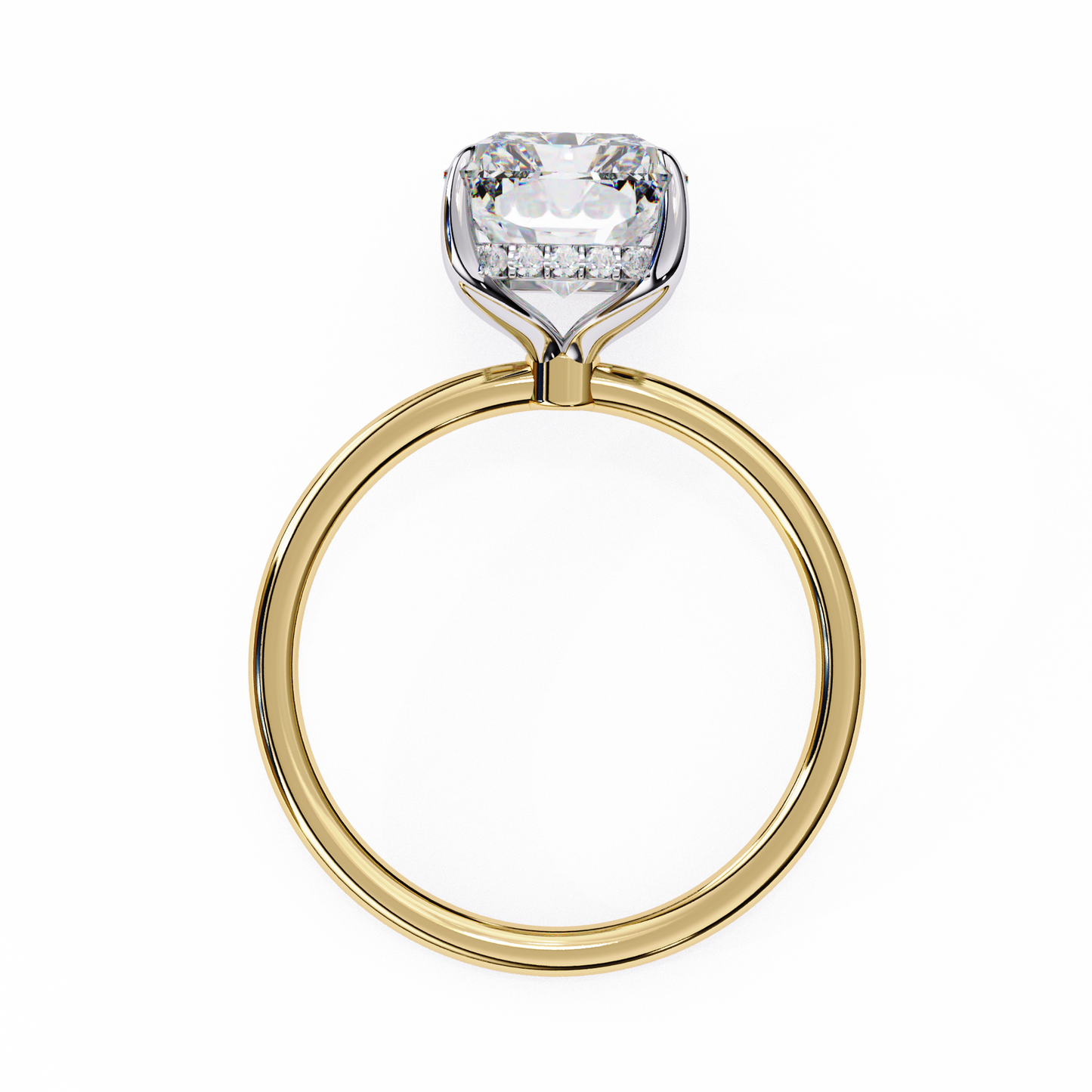 Radiant & Side Stone Round 2.53 Ct Cut Hidden Halo Solitaire Dainty Ring for Party Wear Look