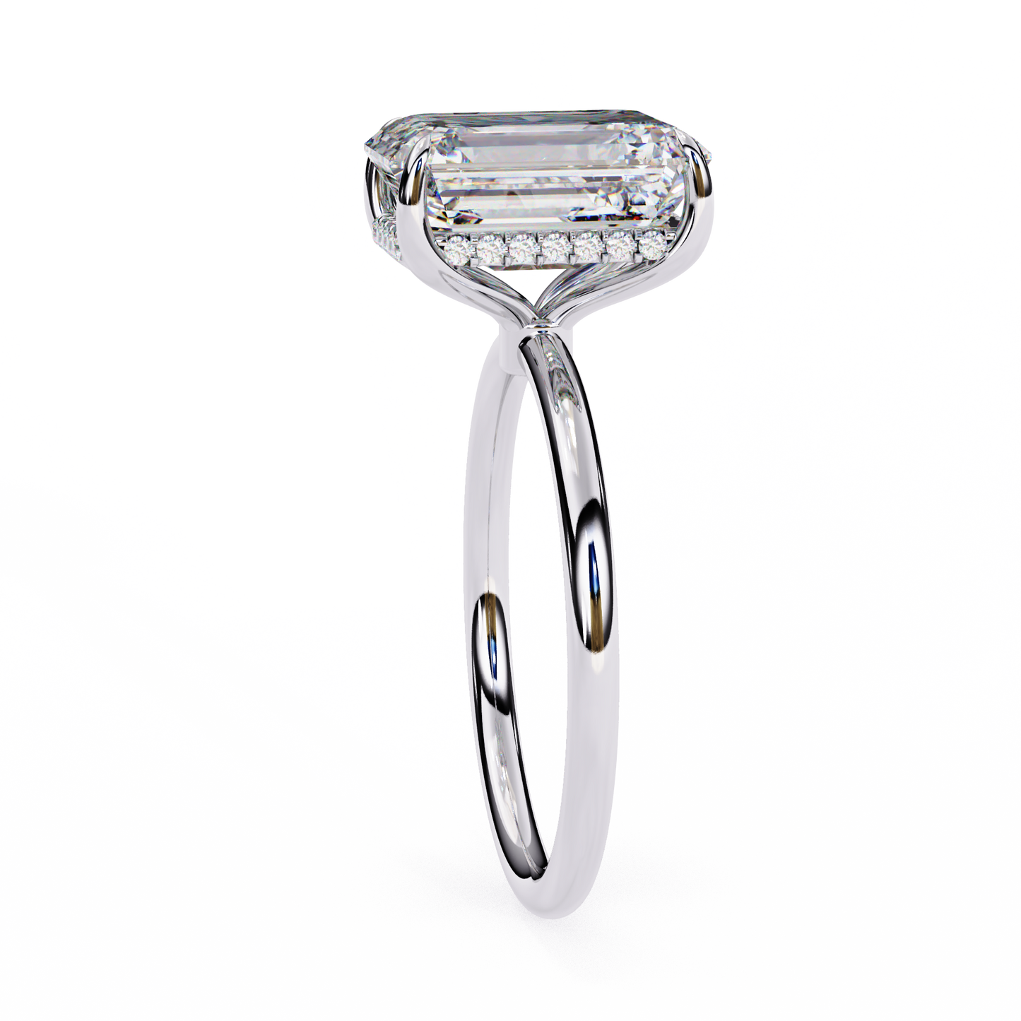 Radiant & Side Stone Round 2.53 Ct Cut Hidden Halo Solitaire Dainty Ring for Party Wear Look