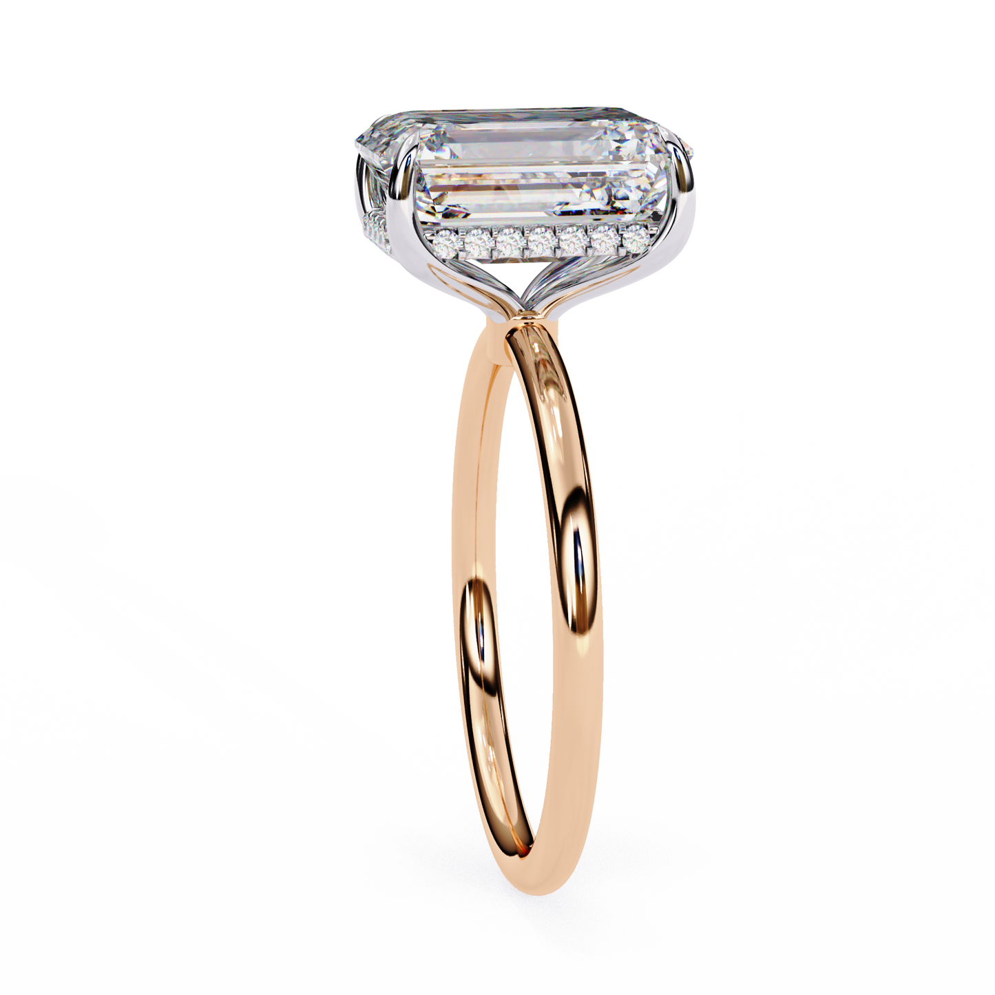Radiant & Side Stone Round 2.53 Ct Cut Hidden Halo Solitaire Dainty Ring for Party Wear Look