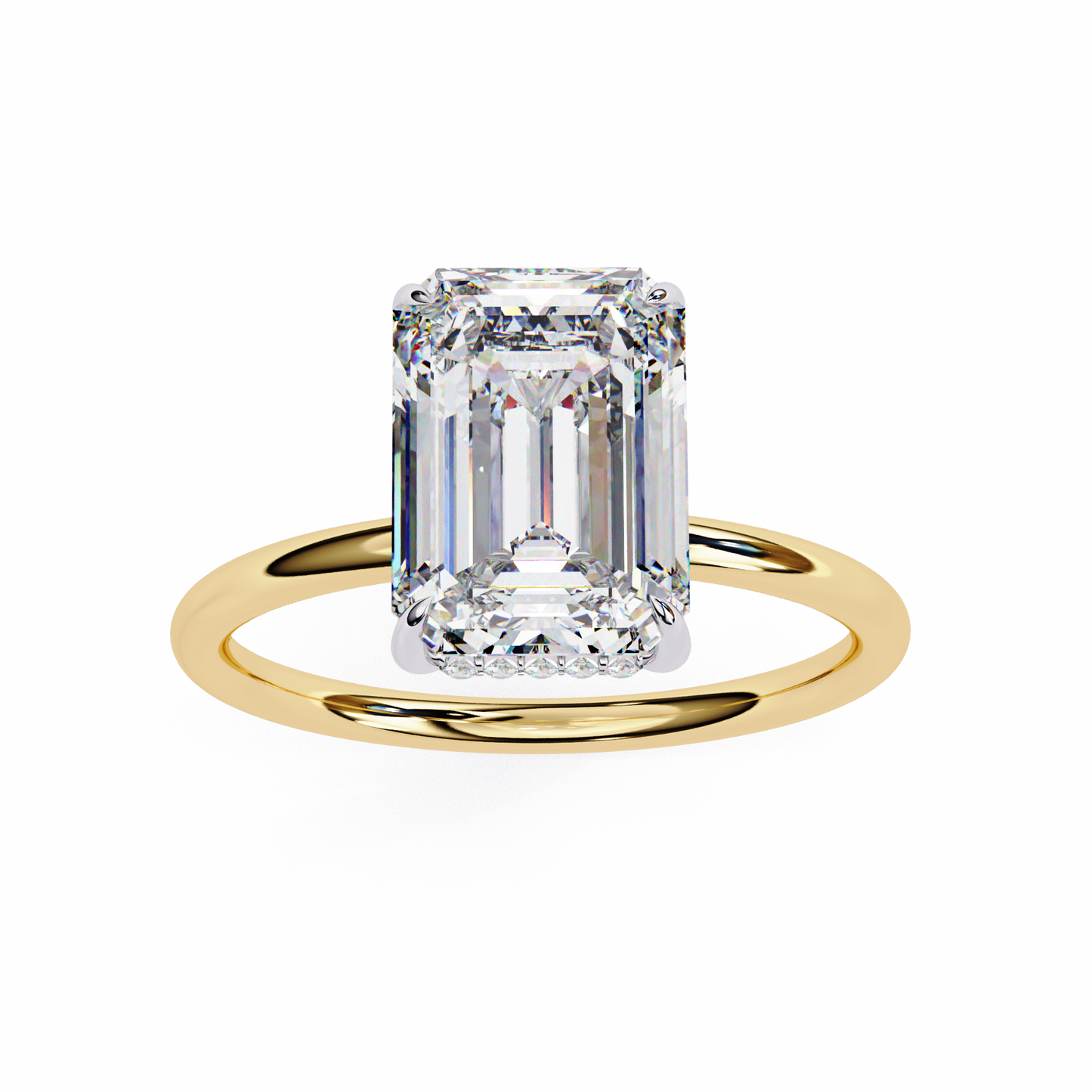2.62 K And 10k Antique Emerald And Round Cut Lab Grown Diamond Custom Proposal Ring