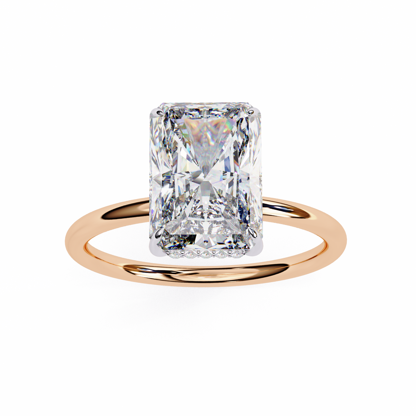 Radiant & Side Stone Round 2.53 Ct Cut Hidden Halo Solitaire Dainty Ring for Party Wear Look