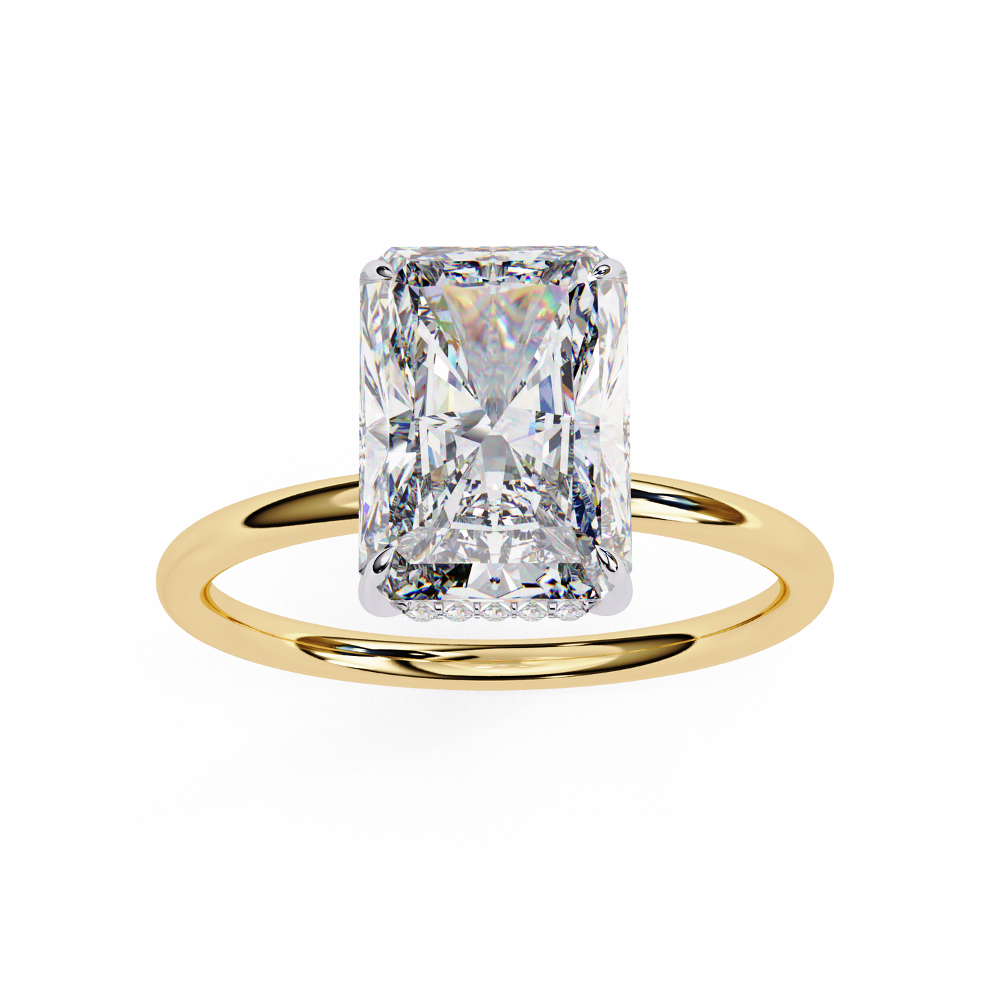 Radiant & Side Stone Round 2.53 Ct Cut Hidden Halo Solitaire Dainty Ring for Party Wear Look