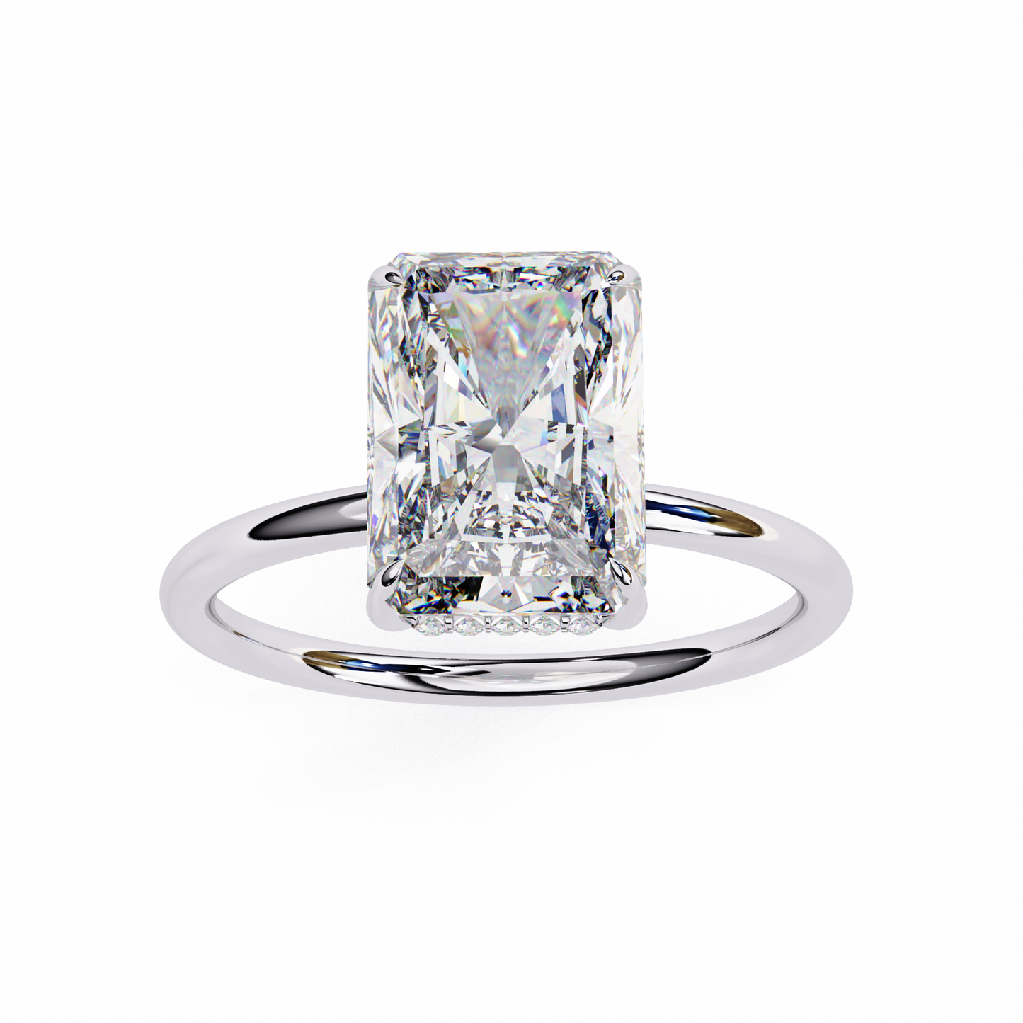 Radiant & Side Stone Round 2.53 Ct Cut Hidden Halo Solitaire Dainty Ring for Party Wear Look