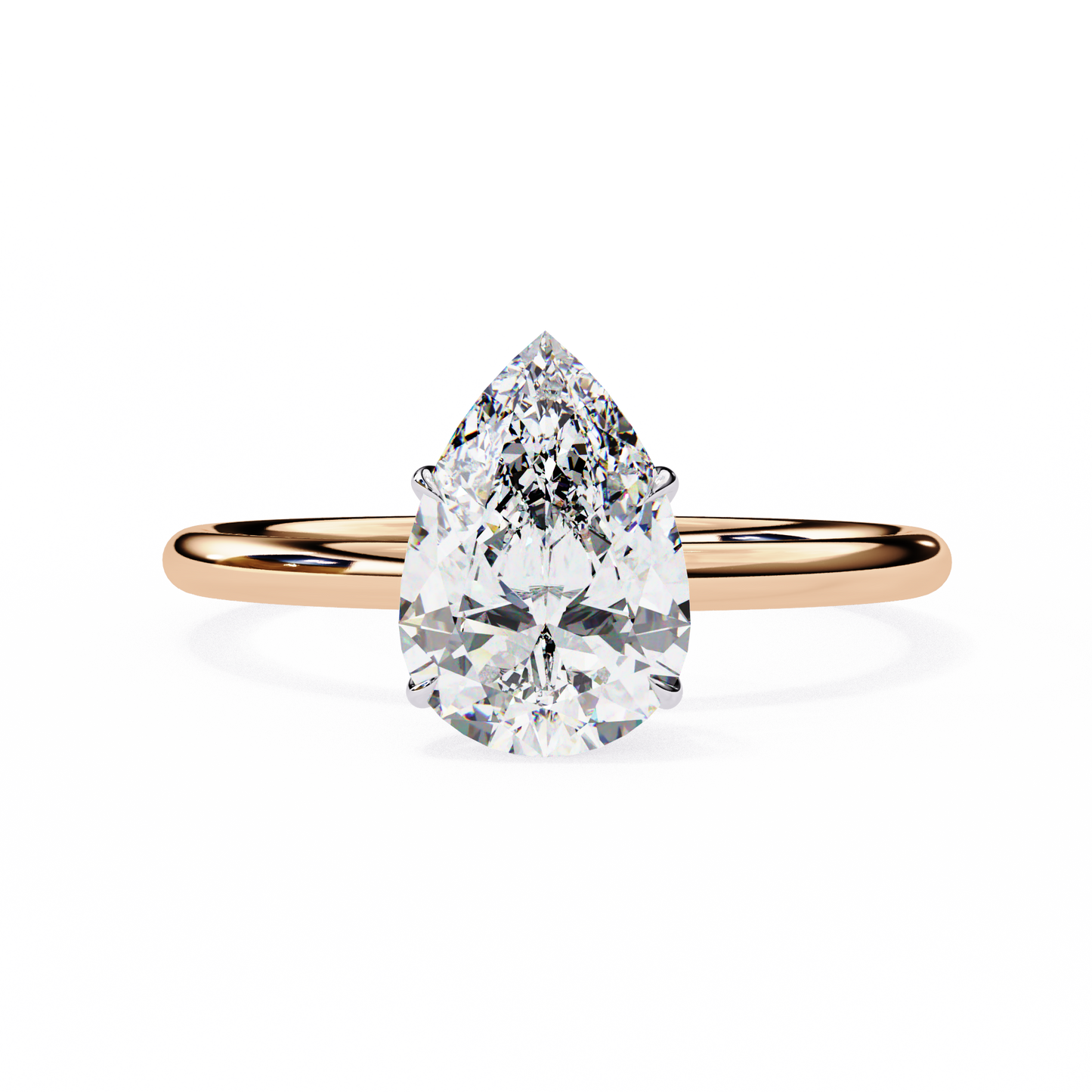 14k Rose Gold Delicate Pear Cut Lab Grown Diamond Elegant Solitaire Vintage Unisex Ring for Daily Wear