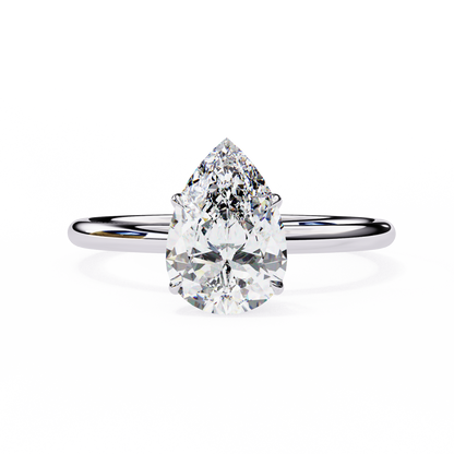 Lab Grown Pear Cut Diamond Solitaire Engagement Ring