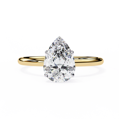 Lab Grown Pear Cut Diamond Solitaire Engagement Ring