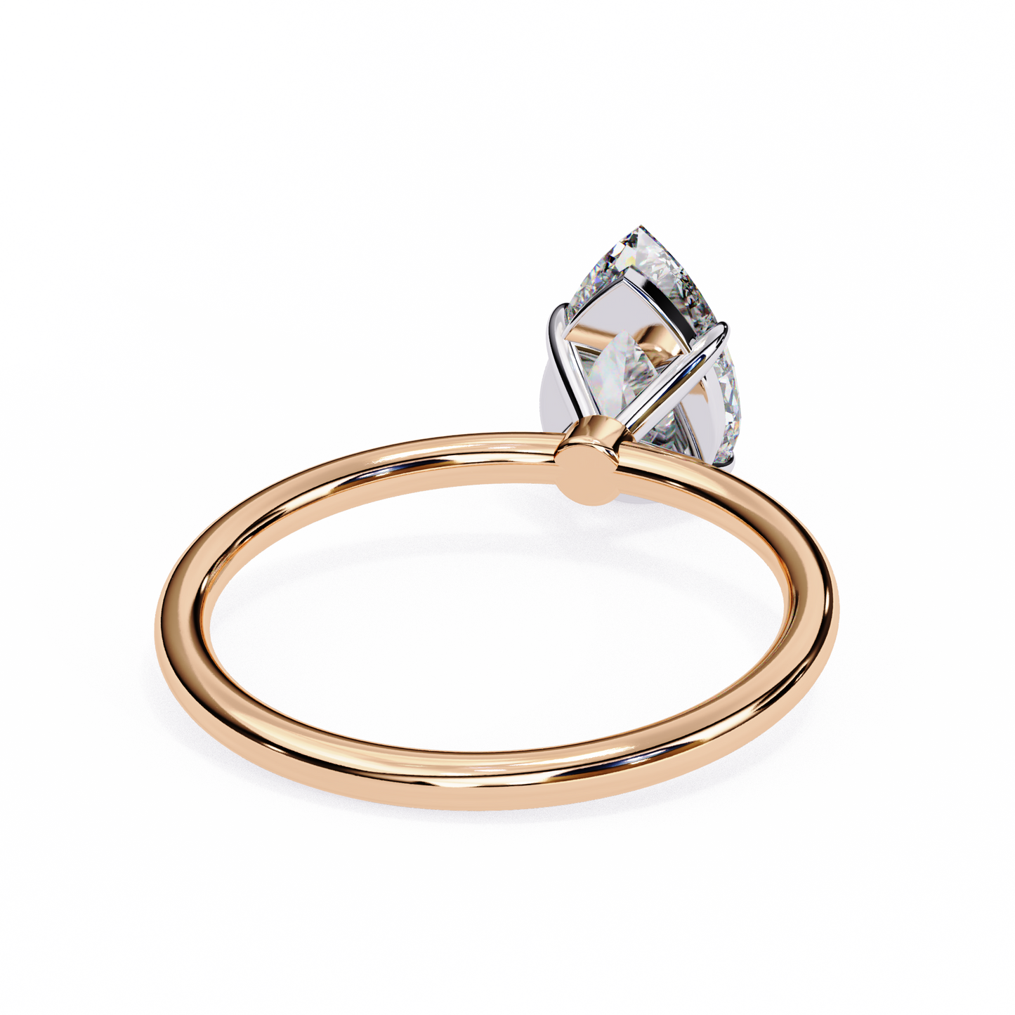 14k Rose Gold Delicate Pear Cut Lab Grown Diamond Elegant Solitaire Vintage Unisex Ring for Daily Wear