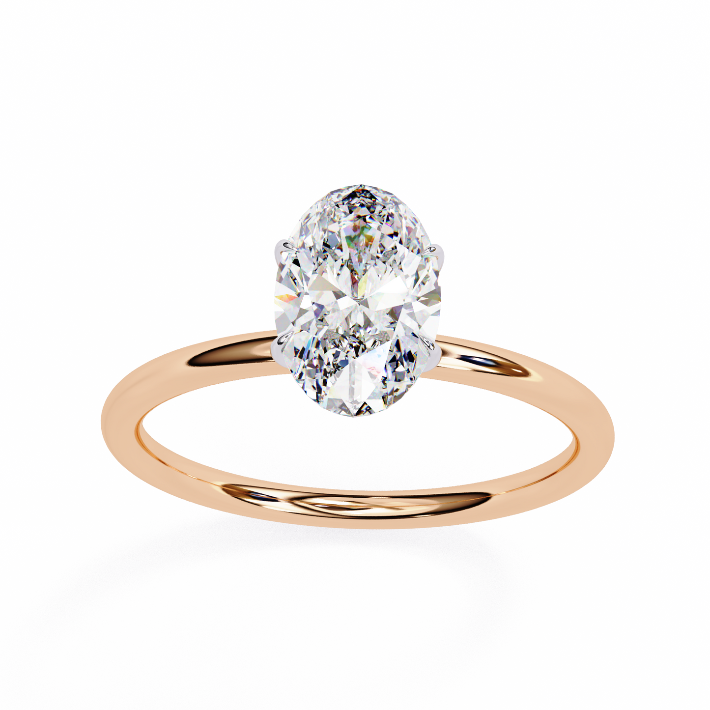 1.20 Carat Oval cut Lab Grown Diamond high quality 14k Solid Rose Gold solitaire women's ring