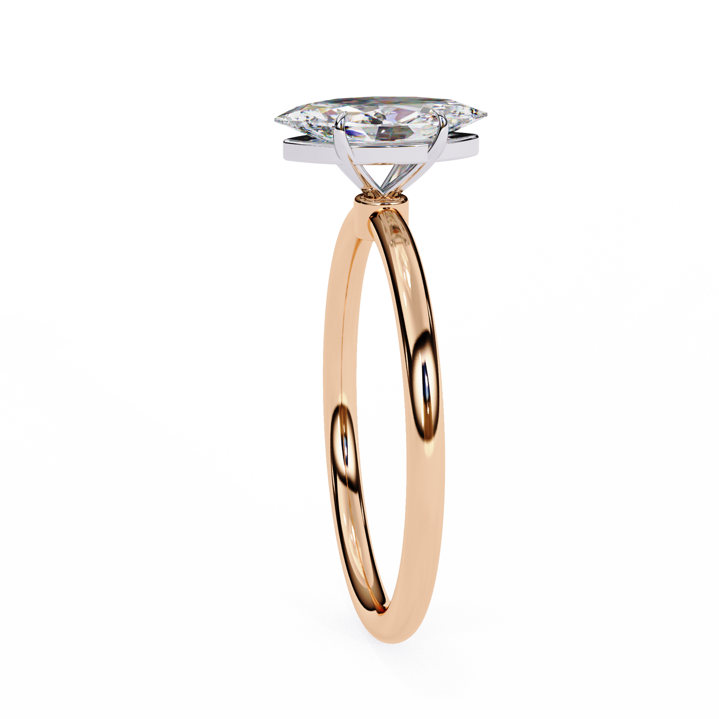 Lab Grown Marquise Cut Diamond 6 Pave Set Diamond Solitaire Vintage Ring For Anniversary Gift