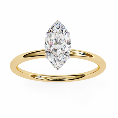 Lab Grown Marquise Cut Diamond prong set Solitaire Ring